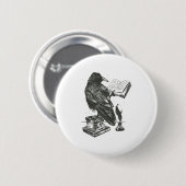 Raven bird reading book button (Vorne & Hinten)