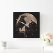 Raven Black Cat Magic Quadratische Wanduhr (Zuhause)