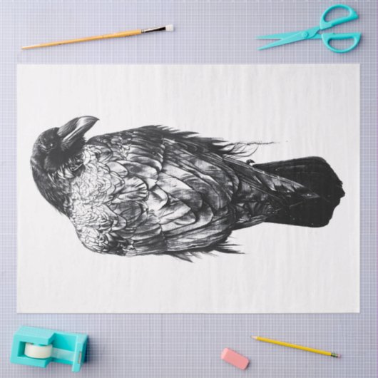 Raven Black und White Decoupage Seidenpapier (Basteln)