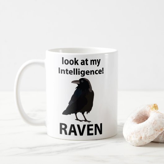 Raven Blick auf meine Intelligenz Raven Kaffeetasse (Mit Donut)