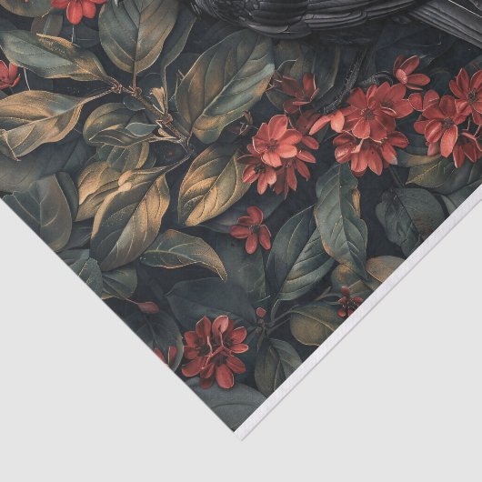 Raven Botanic Blume Decoupage Seidenpapier (Ausschnitt)