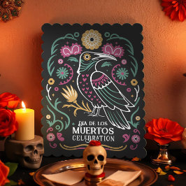 Raven & Calavera Dio De Los Muertos Celebration Einladung