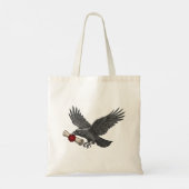 Raven Carrying Love Letter Gothic Messenger Bird Tragetasche (Rückseite)