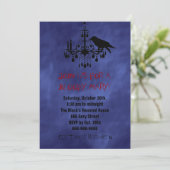Raven & Chandelier Lila Haze Halloween Einladung (Stehend Vorderseite)