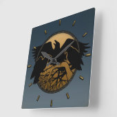 Raven Clock Native Raven Art Wall Bird Geschenk Quadratische Wanduhr (Winkel)