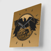 Raven Clock Native Raven Art Wall Bird Geschenk Quadratische Wanduhr (Winkel)