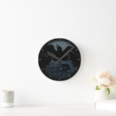 Raven Clock Native Raven Art Wall Bird Geschenk Runde Wanduhr (Zuhause)