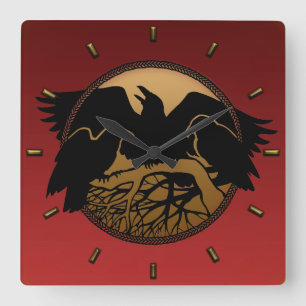 Raven Clock Native Raven Art Wall Clock Bird Gift Quadratische Wanduhr