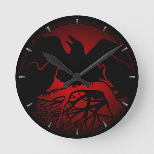 Raven Clock Native Raven Art Wall Runde Wanduhr (Vorderseite)