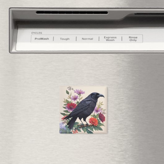 Raven Colorful Bloral Art Magnet (In Situ (Geschirrspüler))