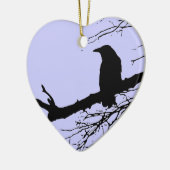 Raven Cracked Heart Keramik Ornament (Links)