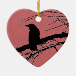 Raven Cracked Heart Keramikornament