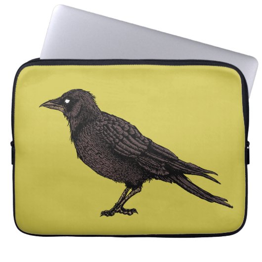 Raven Creepy Crow Bright Gothic Ink Art Laptopschutzhülle (Vorderseite)