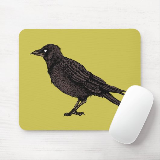 Raven Creepy Crow Bright Gothic Ink Art Mousepad (Mit Mouse)