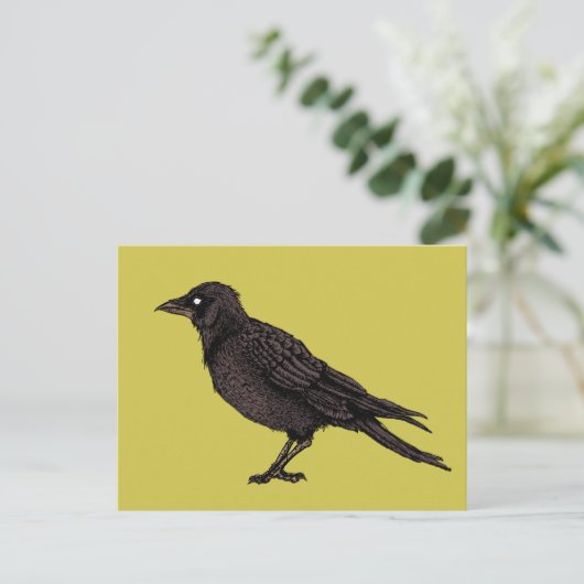 Raven Creepy Crow Bright Gothic Ink Art Postkarte (Stehend Vorderseite)