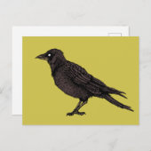 Raven Creepy Crow Bright Gothic Ink Art Postkarte (Vorne/Hinten)