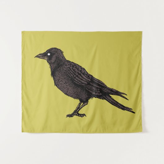 Raven Creepy Crow Bright Gothic Ink Art Wandteppich (Vorderseite (Horizontal))