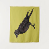 Raven Creepy Crow Bright Gothic Ink Art Wandteppich (Vorderseite)