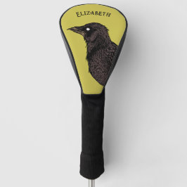 Raven Creepy Crow Bright Gothic Tinte Art Name Golf Headcover
