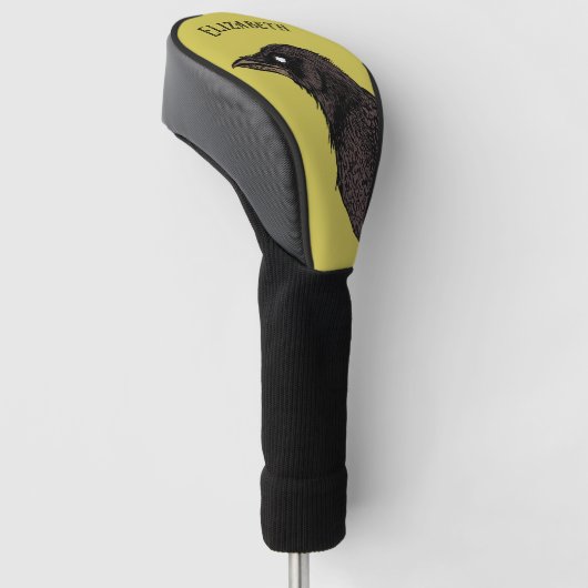 Raven Creepy Crow Bright Gothic Tinte Art Name Golf Headcover (angewinkelt)