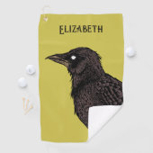 Raven Creepy Crow Bright Gothic Tinte Art Name Golfhandtuch (Insitu)