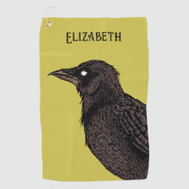 Raven Creepy Crow Bright Gothic Tinte Art Name Golfhandtuch