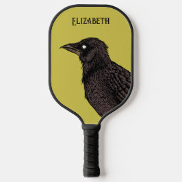 Raven Creepy Crow Bright Gothic Tinte Art Name Pickleball Schläger