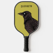 Raven Creepy Crow Bright Gothic Tinte Art Name Pickleball Schläger (Rückseite)