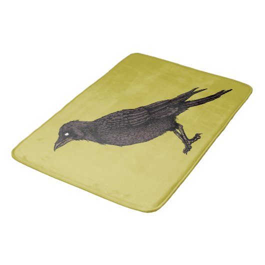 Raven Creepy Crow Green Gothic Ink Art Badematte (Schrägansicht)