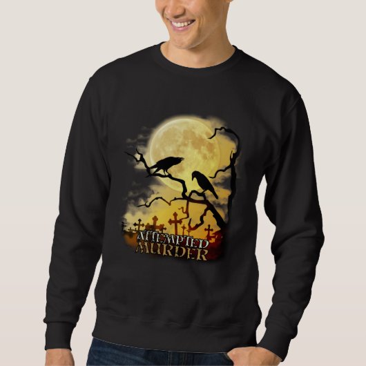 Raven Crow Attempted Murder Retro Moon Wiccan Paga Sweatshirt (Vorderseite)