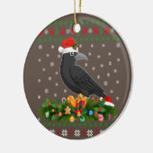 Raven Crow Bird Lover Xmas Weihnachtsmannmütze Ugl Keramik Ornament (Links)