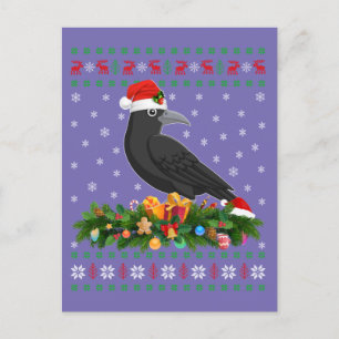 Raven Crow Bird Lover Xmas Weihnachtsmannmütze Ugl Postkarte