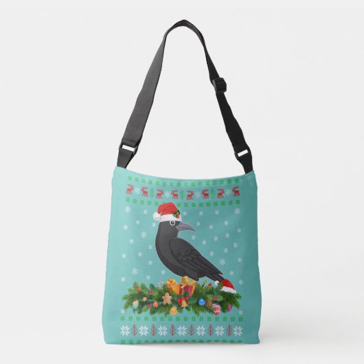 Raven Crow Bird Lover Xmas Weihnachtsmannmütze Ugl Tragetaschen Mit Langen Trägern (Vorderseite)