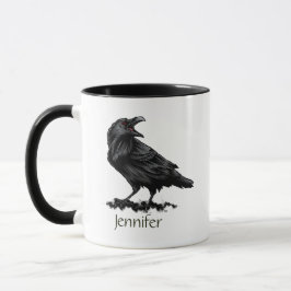 Raven Crow Black Bird Animal Art Individuelle Name Tasse