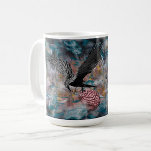 Raven Crow Black Bird Hirn Abstrakt surreale Kunst Kaffeetasse