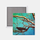 Raven Crow Black Bird Silver Tree Photo Magnet (Vorderseite/Rückseite)