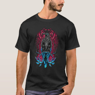 Raven Crow Blume Gothic Rose Black Bird Vintag T-Shirt