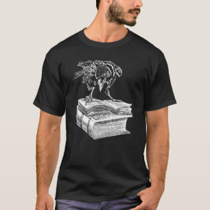 Raven Crow Book Ästhetik Dark Academia Bookworm T-Shirt