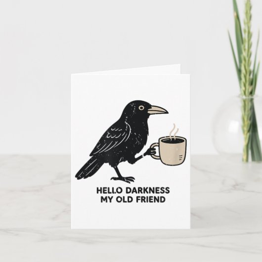 Raven Crow Coffee Funny Hallo Dunkelheit Karte (Vorderseite)