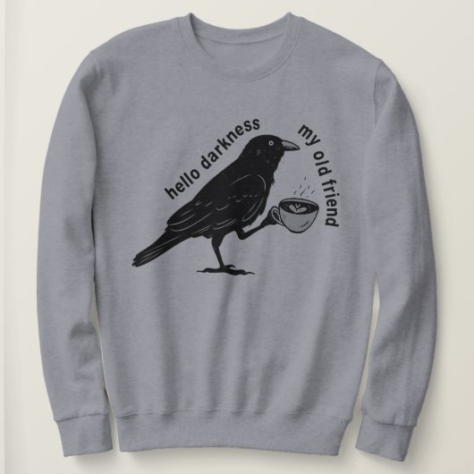 Raven Crow Kaffee Herbst | Niemals Mehr Poe Gotisc Sweatshirt (Design vorne)