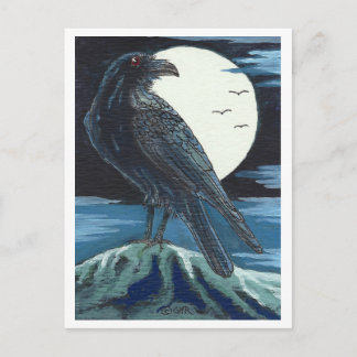Raven & der Mond Postkarte