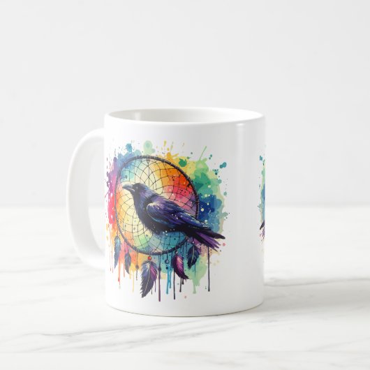 Raven Dreamcatcher Kaffeetasse (Vorderseite Links)