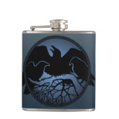 Raven Flask Custom Raven / Crow Art Drink Flask Flachmann (Vorderseite)
