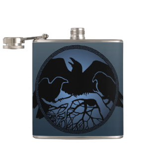 Raven Flask Custom Raven / Crow Art Drink Flask Flachmann