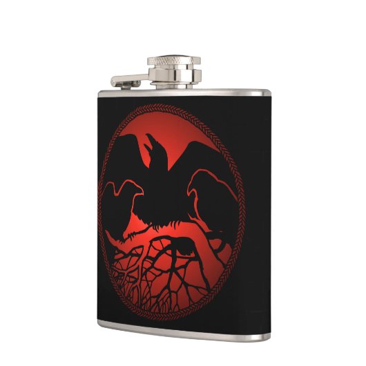 Raven Flask Custom Raven / Crow Art Drink Flask Flachmann (Links)