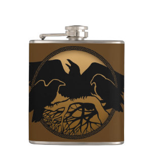 Raven Flask Custom Raven / Crow Art Drink Flask Flachmann
