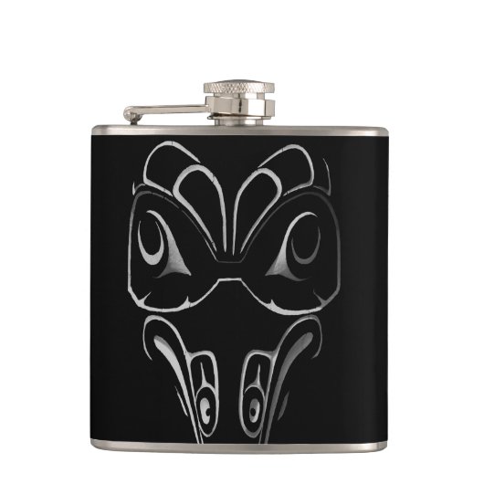 Raven Flask Custom Raven / Crow Art Drink Flask Flachmann (Vorderseite)