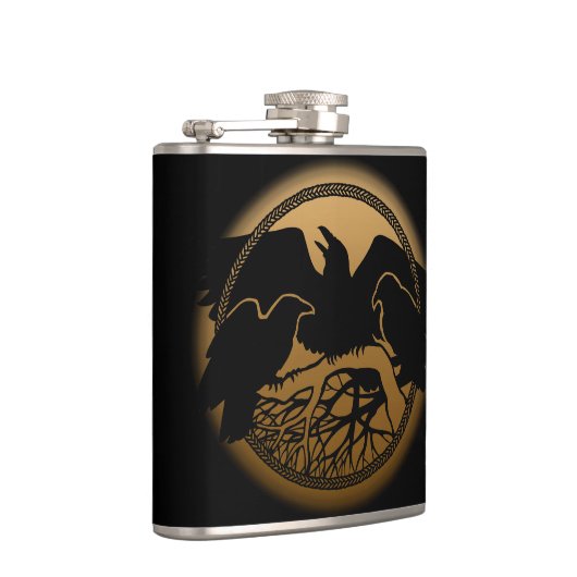 Raven Flask Custom Raven / Crow Art Drink Flask Flachmann (Rechts)