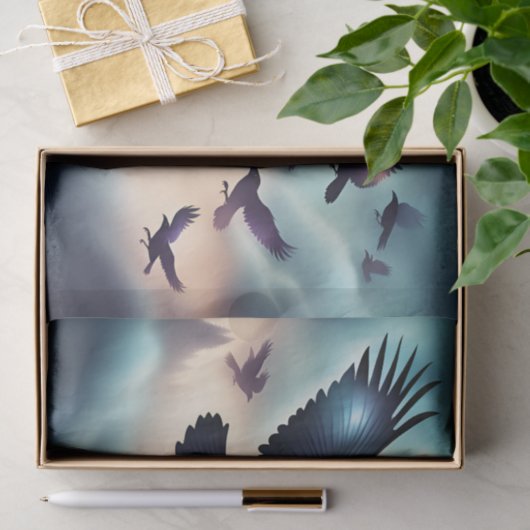 Raven fliegender Sturm Dekouapge Seidenpapier (Geschenk)
