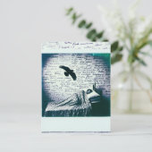Raven fliegt über den Menschen schlafen Postkarte (Stehend Vorderseite)